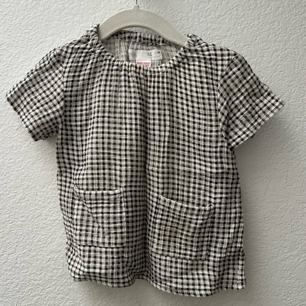 Zara Girls Gingham Top 2-3T